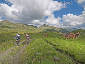 Ob mit Motor oder ohne, anspruchsvoll sind einige der ausgeschriebenen Touren. Mountainbike-Genuss inmitten idyllischer Bergkulisse