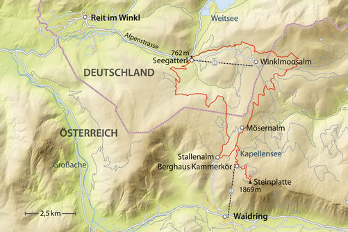 Die Rundtour vom Tal über die Winklmoosalm zur Steinplatte und wieder zurück ist eine von vielen Touren-Optionen per E-MTB.